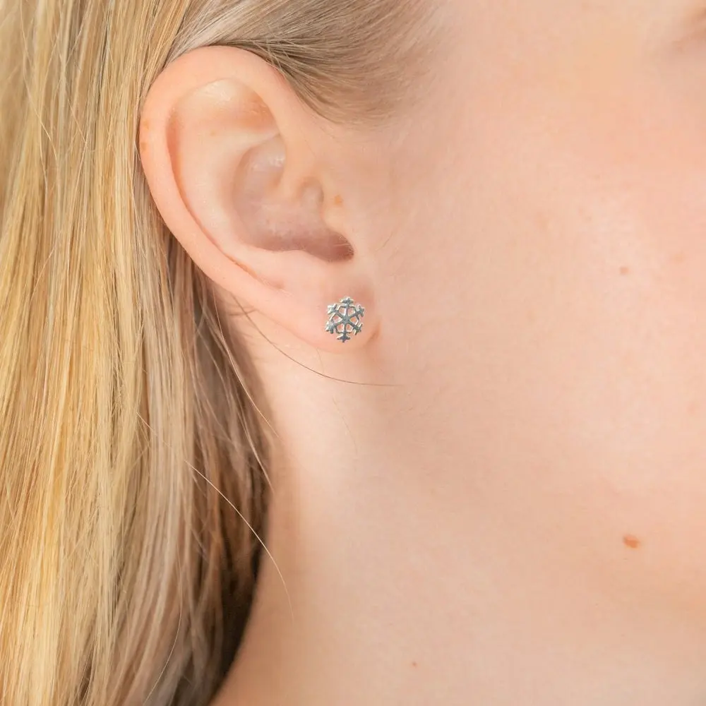 Sterling Silver Snowflake Stud Earrings