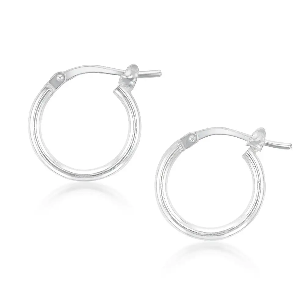 Sterling Silver Plain 10mm Hoop Earrings