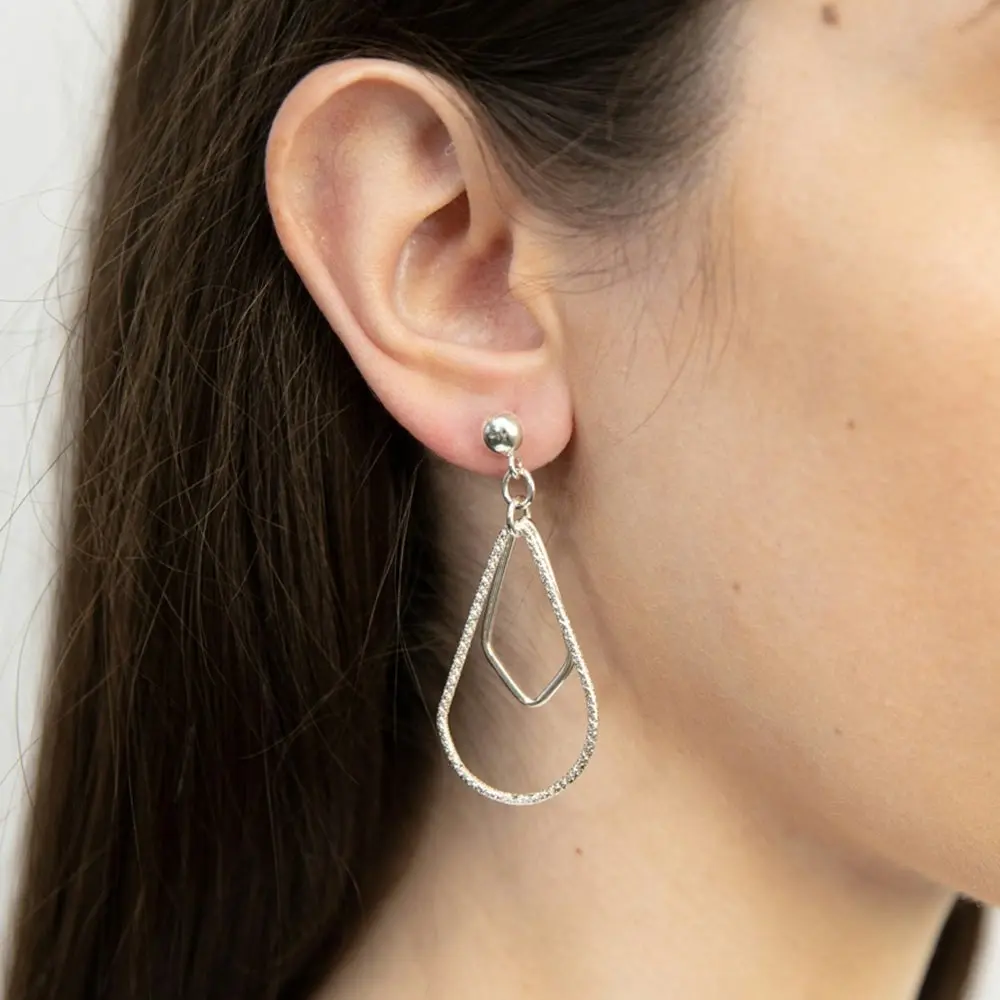 Sterling Silver Fancy Patterned Drop Earrings