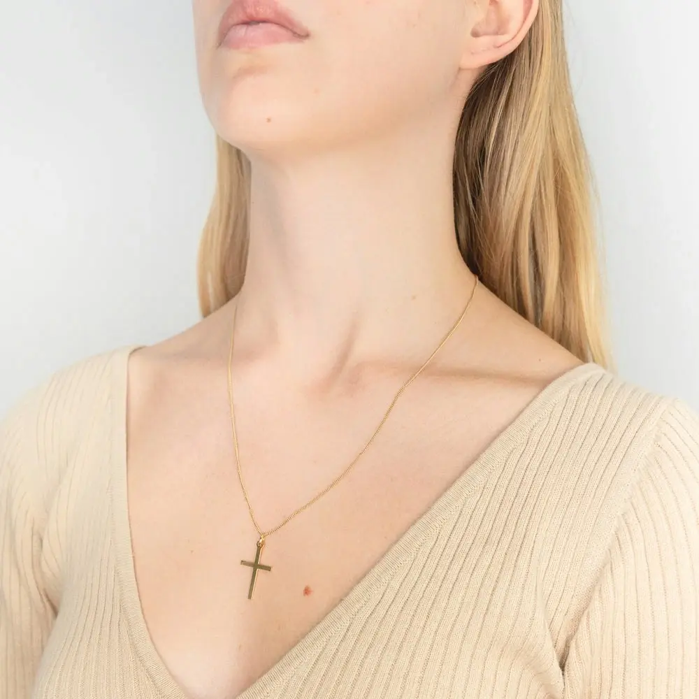 9ct Yellow Gold Silver Filled Cross 25mm Pendant