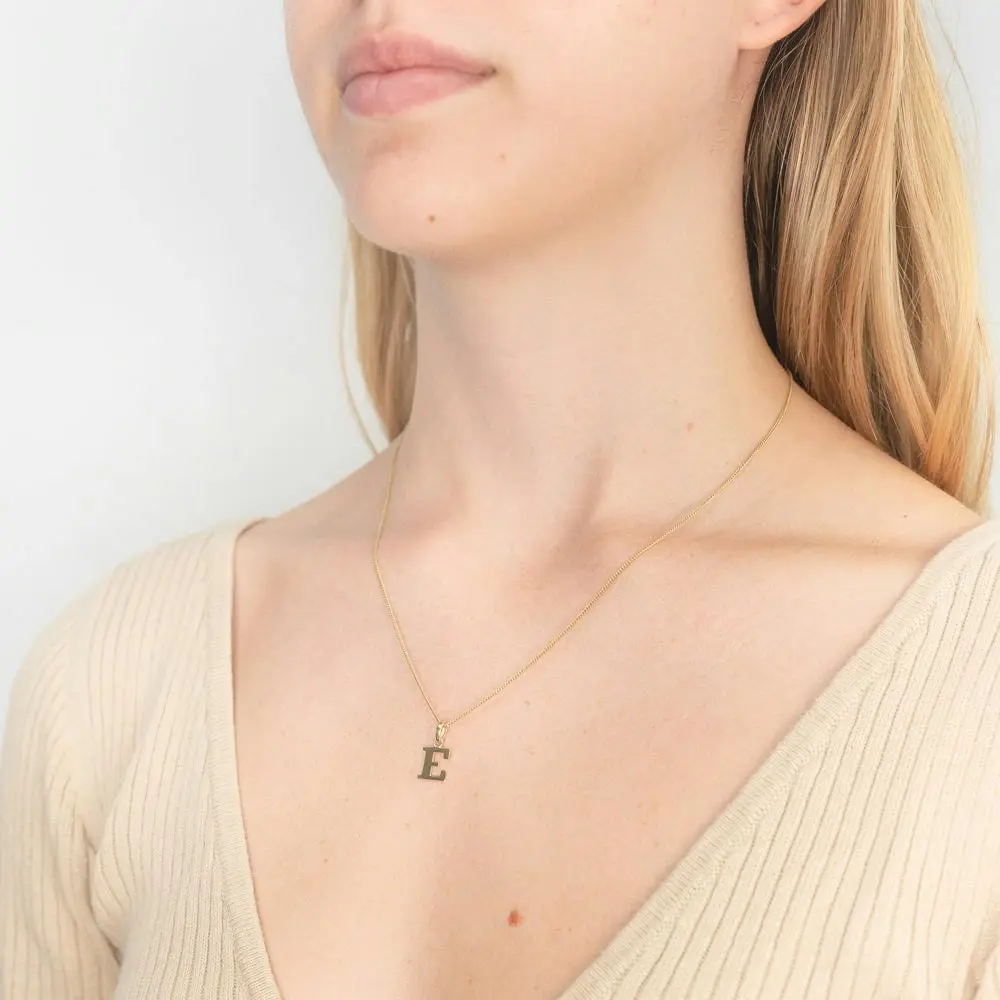 9ct Yellow Gold Initial "E" Pendant