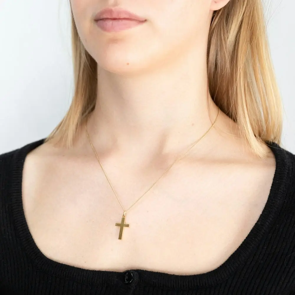 9ct Yellow Gold Silver Filled Cross Pendant