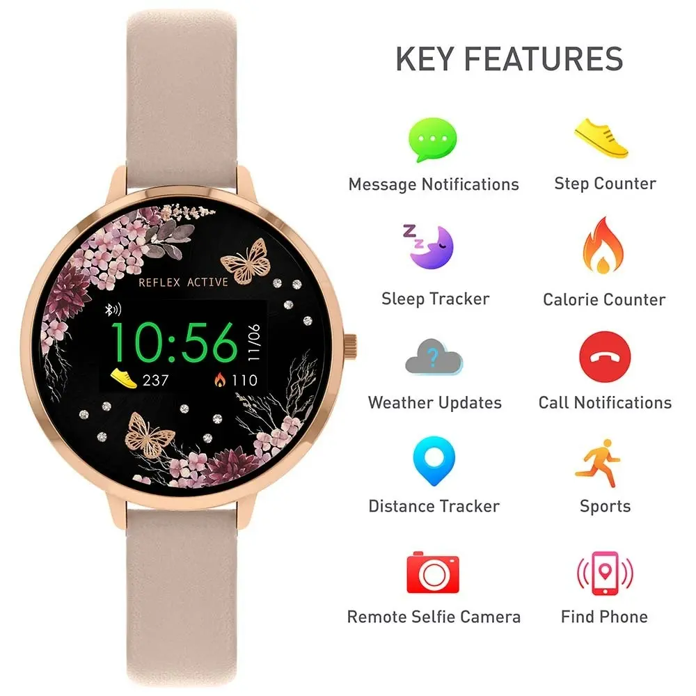 Reflex Active RA03-2014 Floral Pink Nude Strap Smart Watch