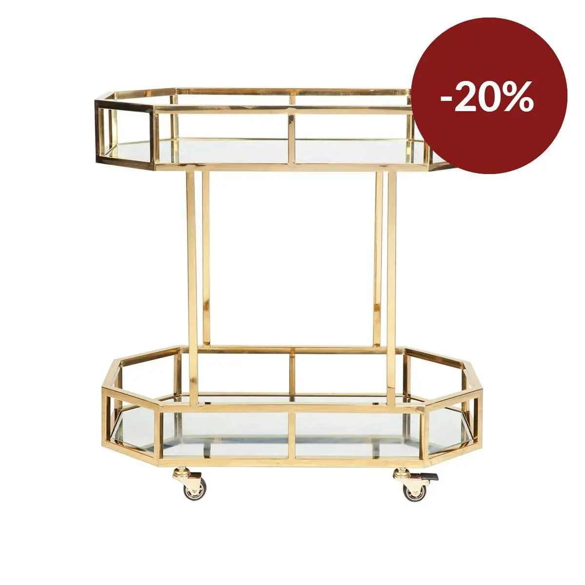 Brooklyn Mirrored Bar Cart - Gold