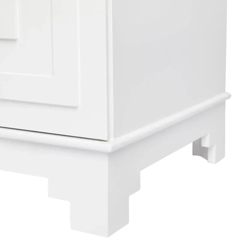 Greek Key Bedside Table - White