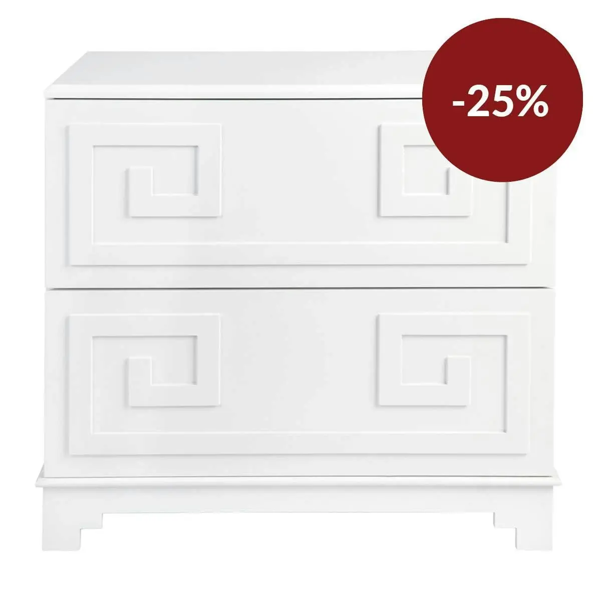 Greek Key Bedside Table - White