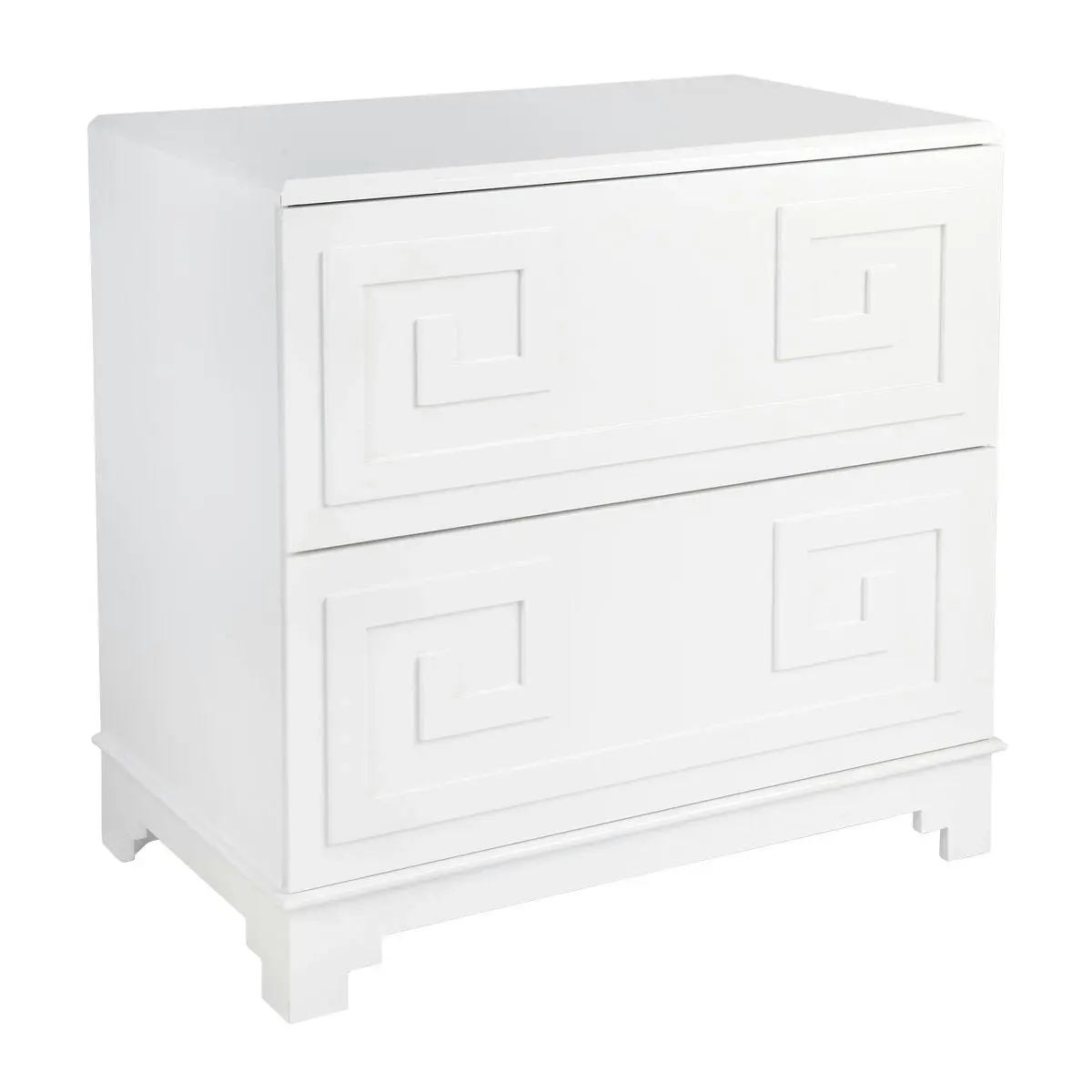 Greek Key Bedside Table - White