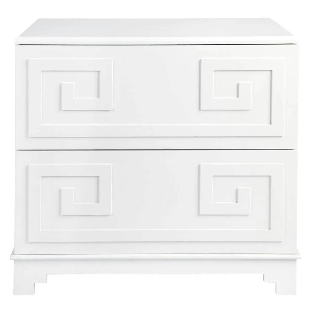 Greek Key Bedside Table - White