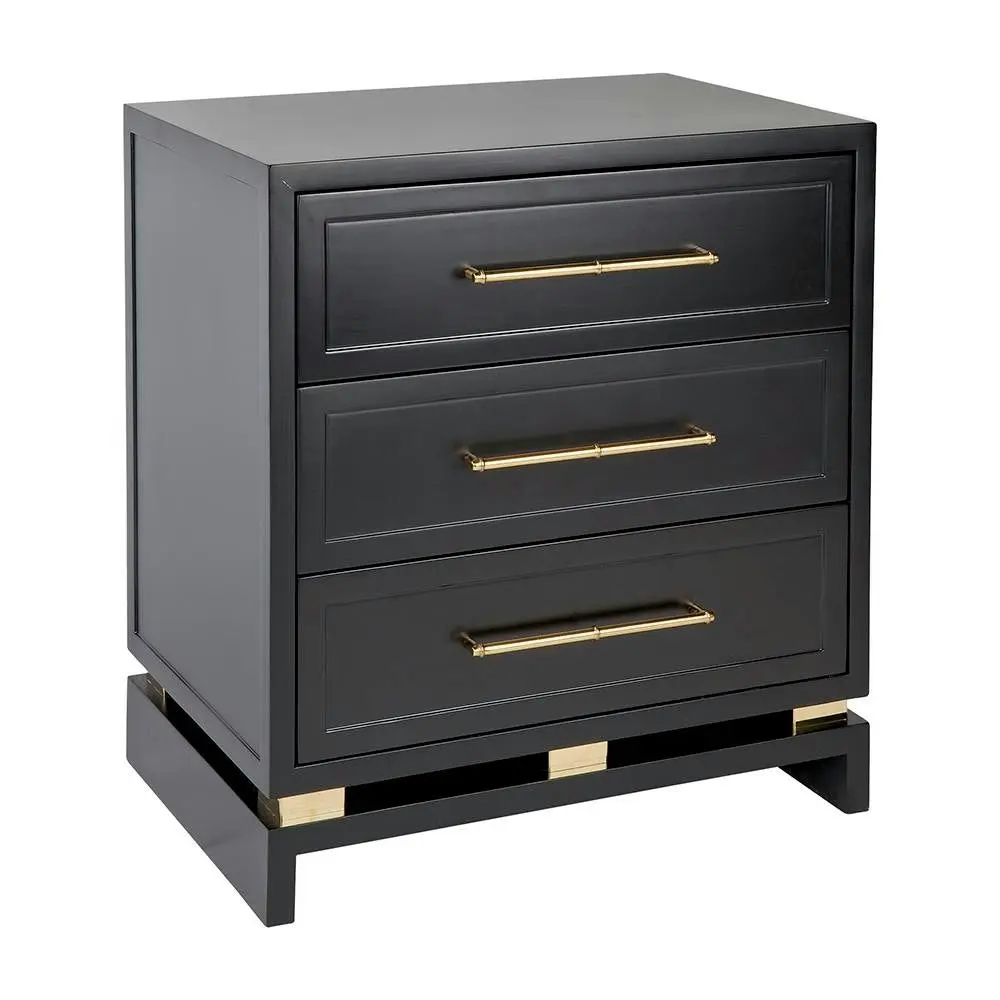 Pearl Bedside Table - Large Black