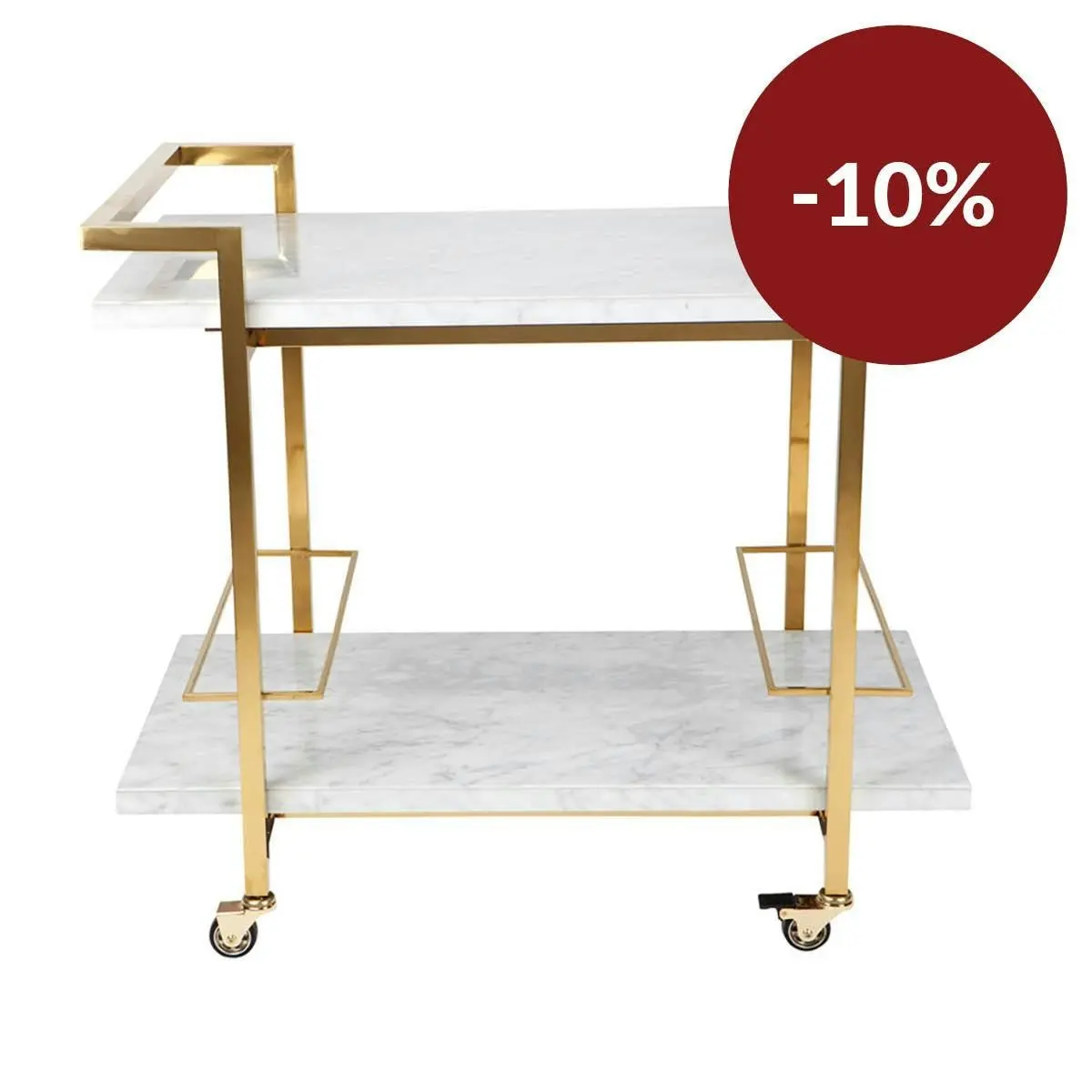 Franklin White Marble Bar Cart - Gold