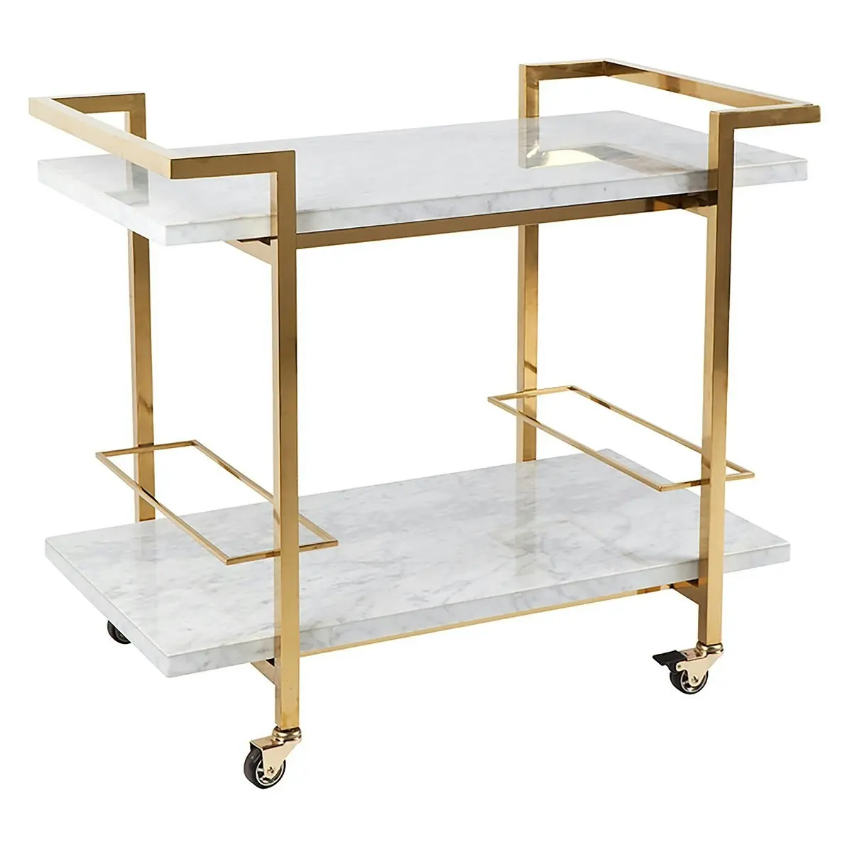 Franklin White Marble Bar Cart - Gold