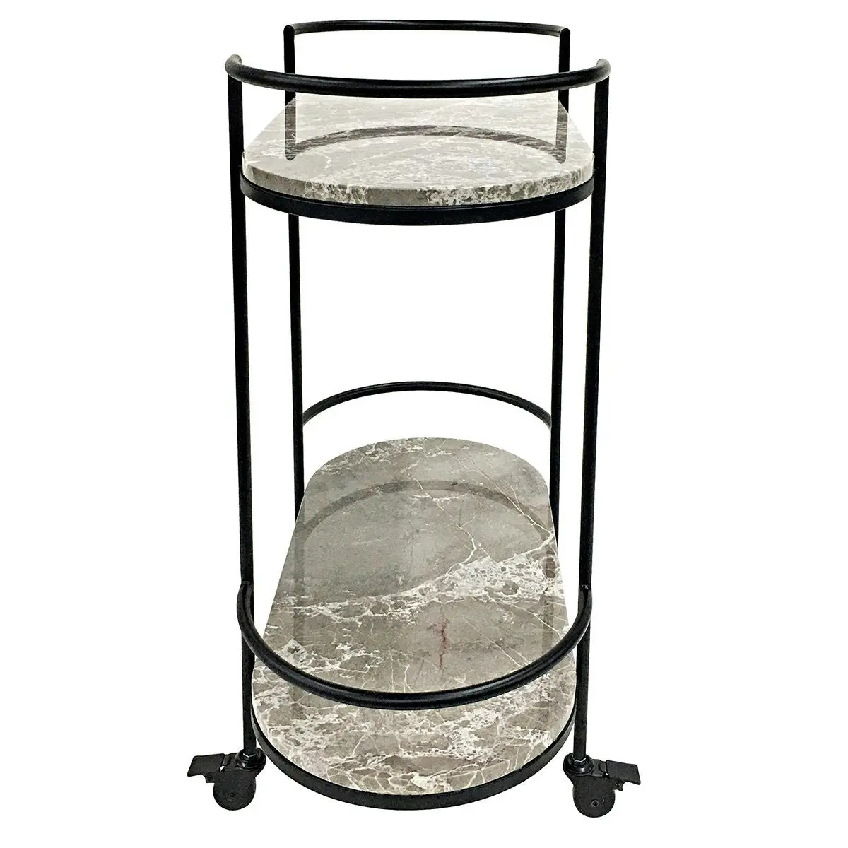 Southside Grey Marble Bar Cart - Black