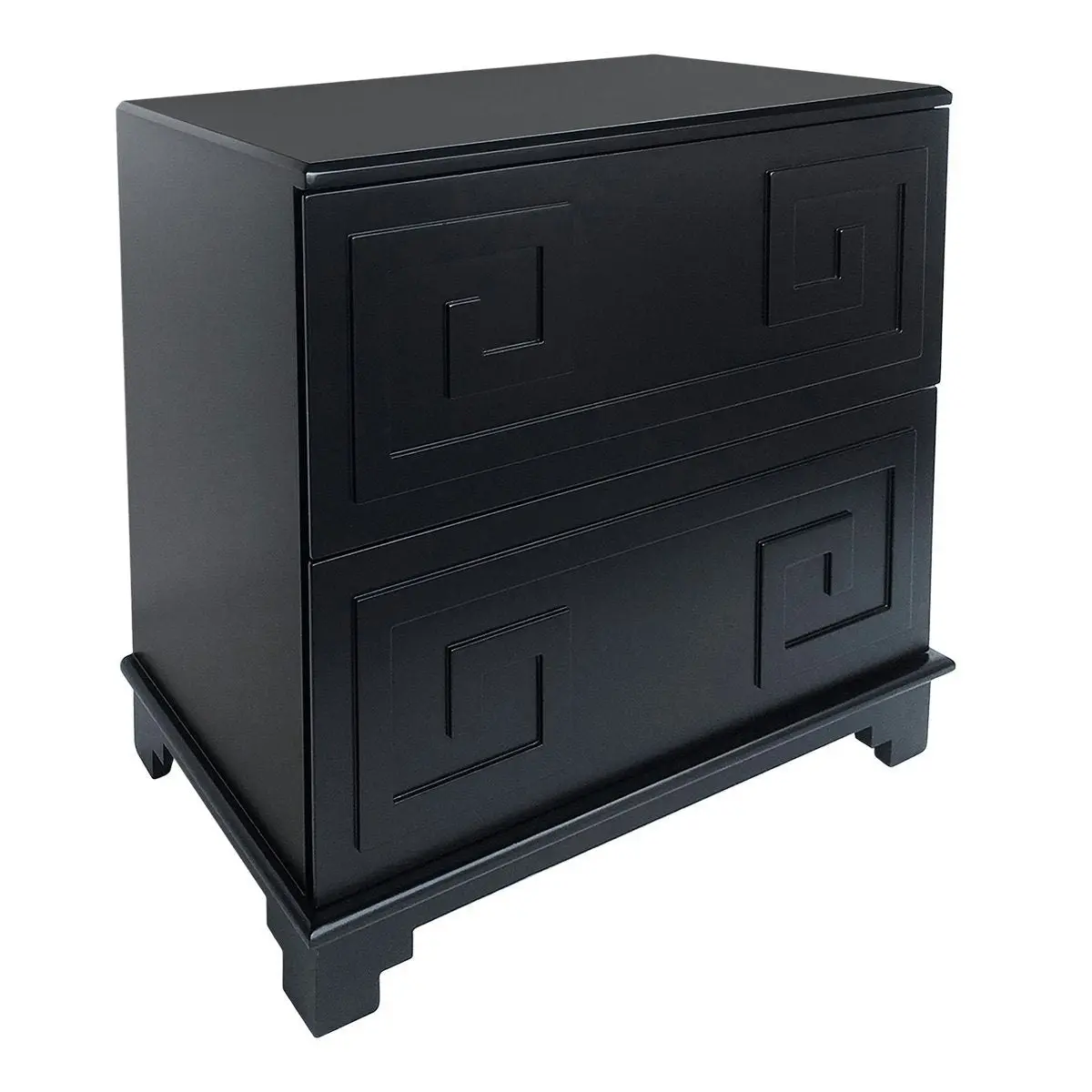 Greek Key Bedside Table - Black