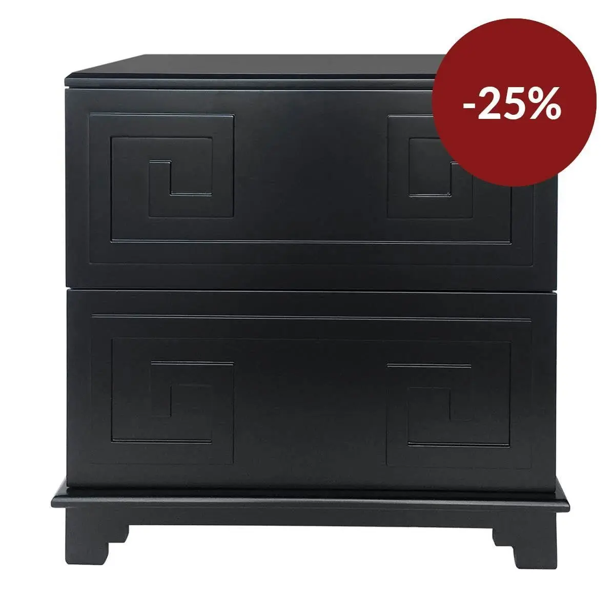 Greek Key Bedside Table - Black