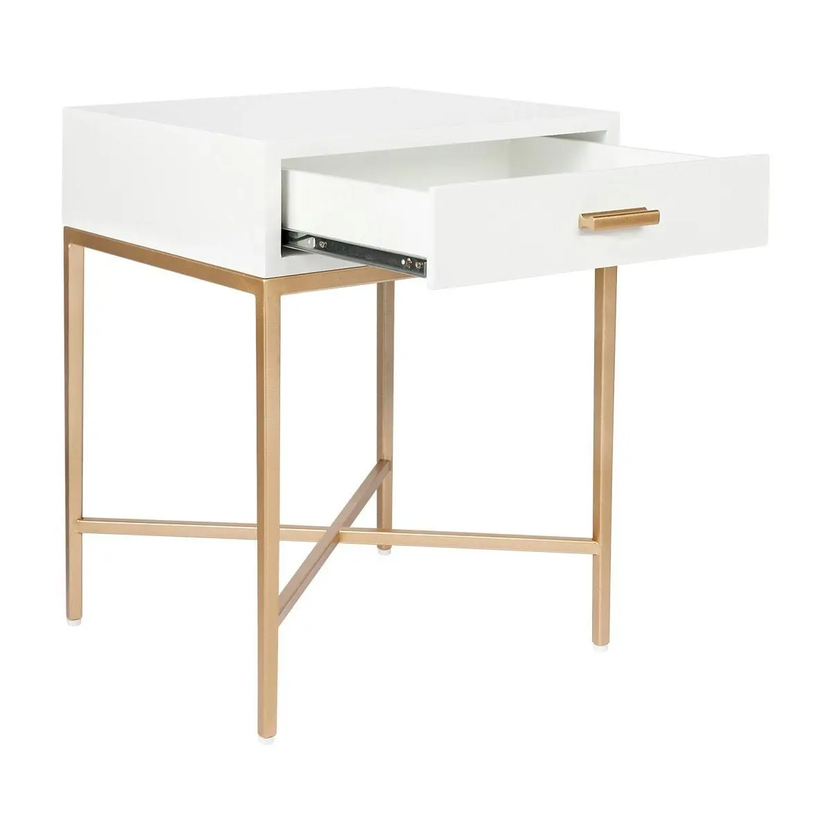 Nessa White Bedside Table - Gold