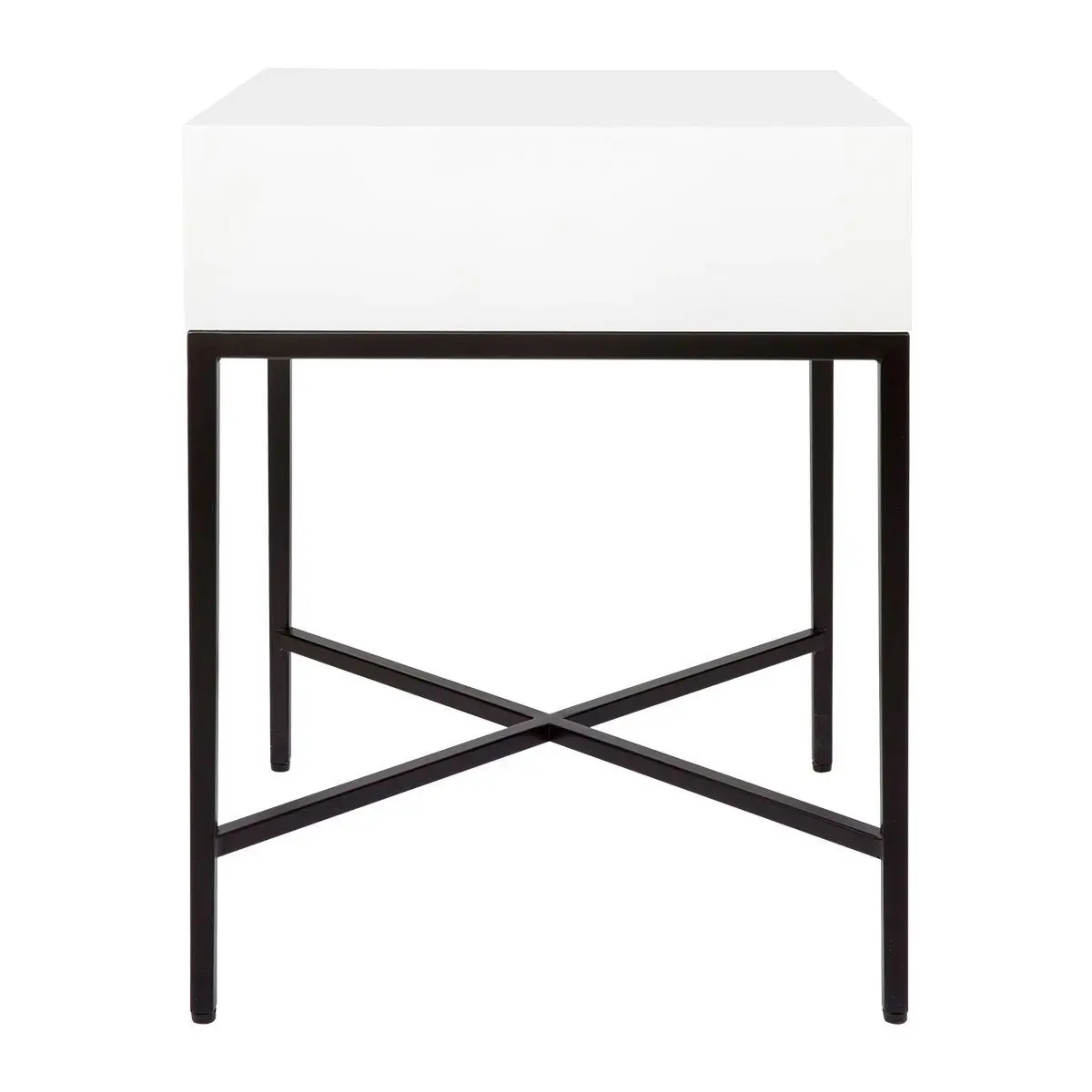 Nessa White Bedside Table - Black