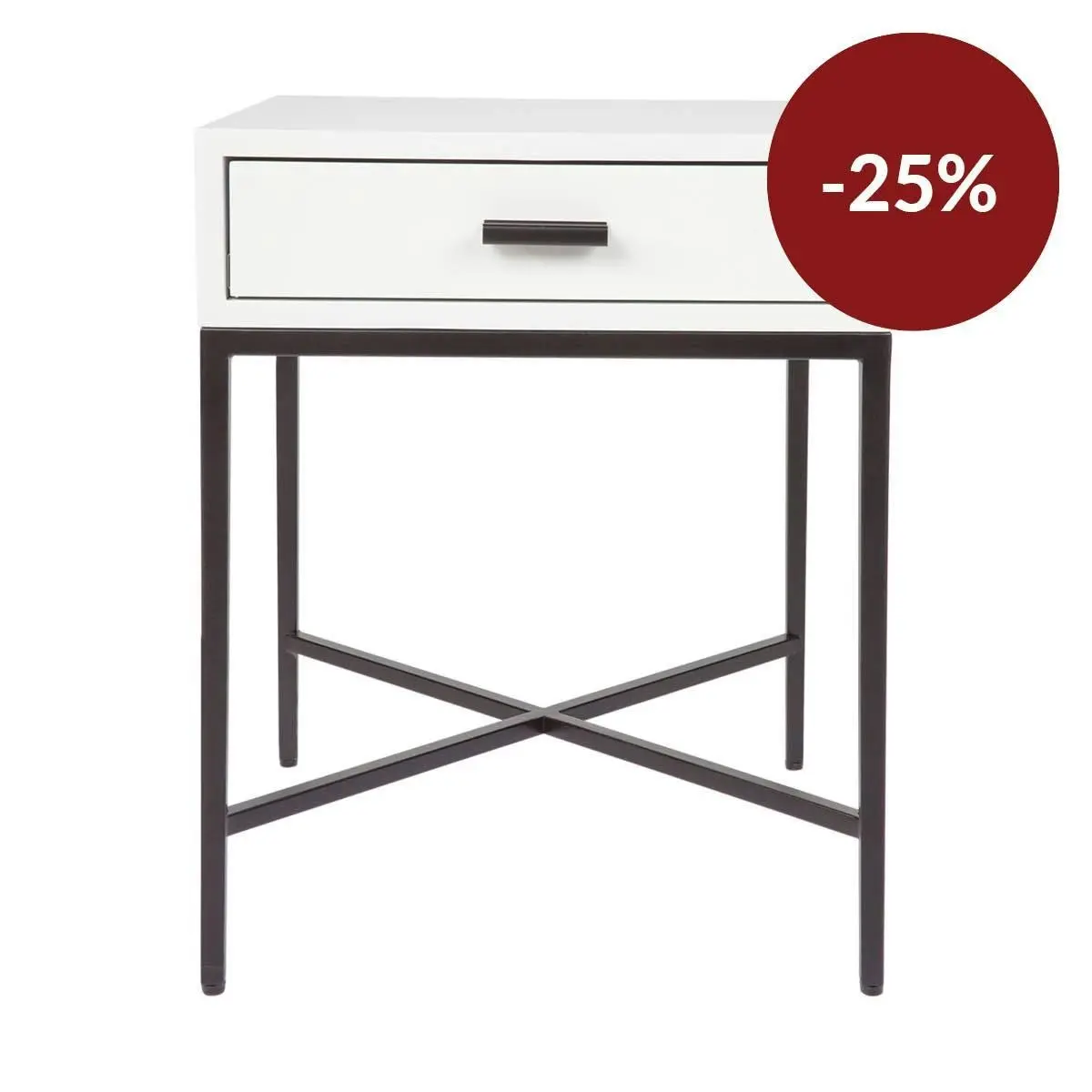 Nessa White Bedside Table - Black