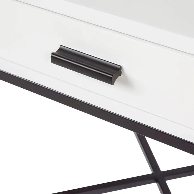 Nessa White Bedside Table - Black