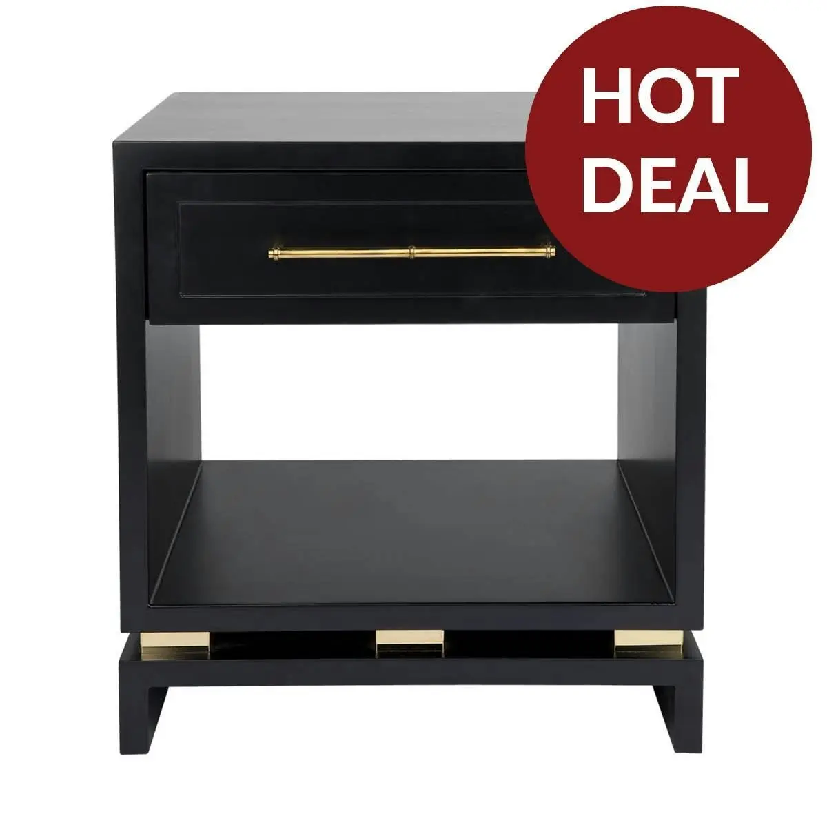 Pearl Bedside Table - Small Black