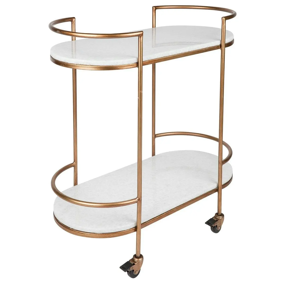 Southside White Stone Bar Cart - Antique Gold