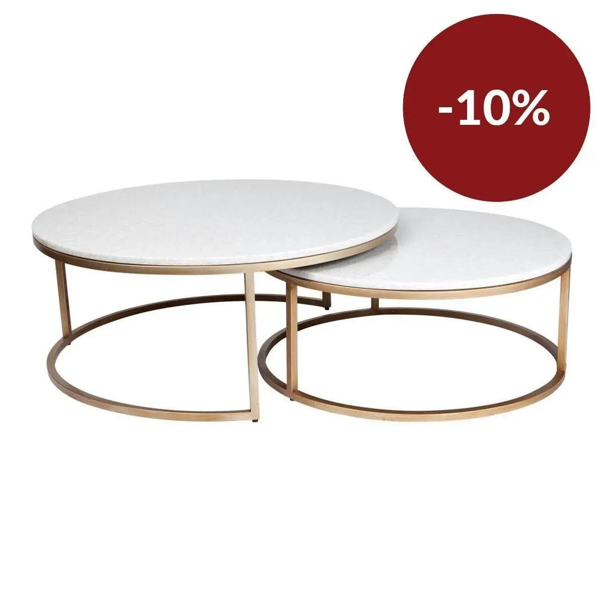 Chloe Stone Nesting Coffee Tables - Antique Gold