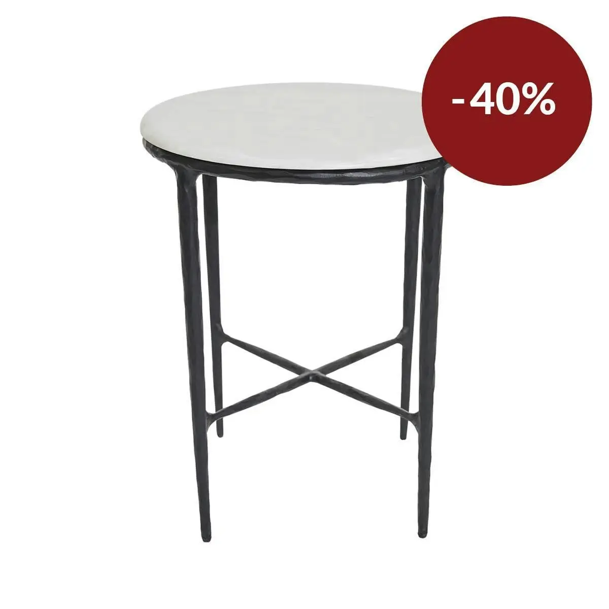 Heston Marble Round Side Table - Black