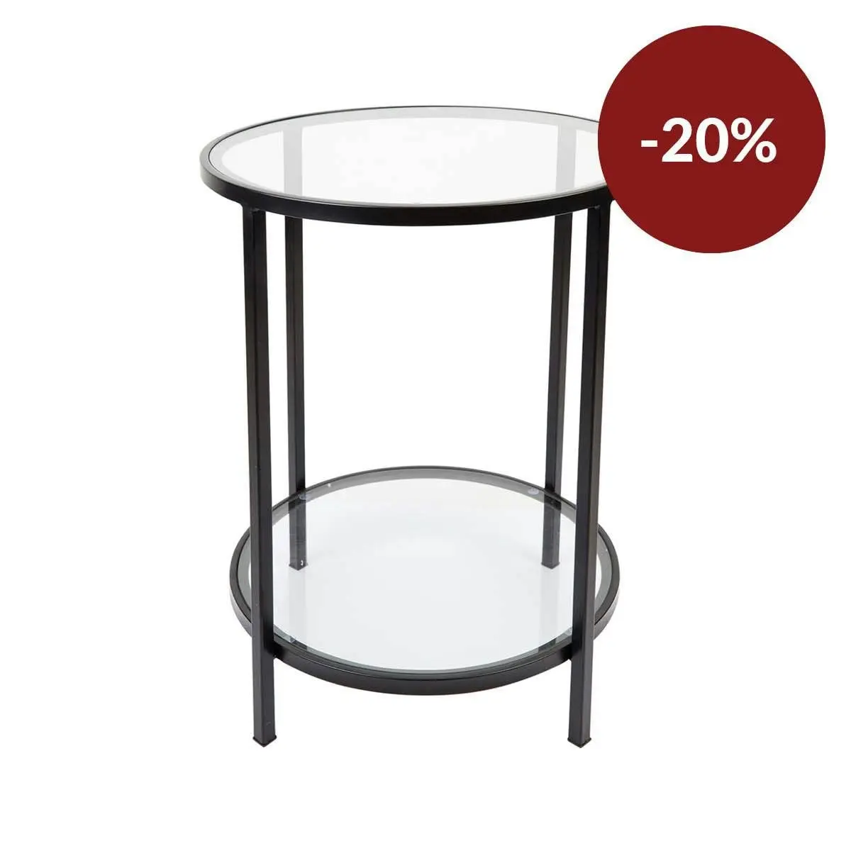 Cocktail Glass Round Side Table - Black