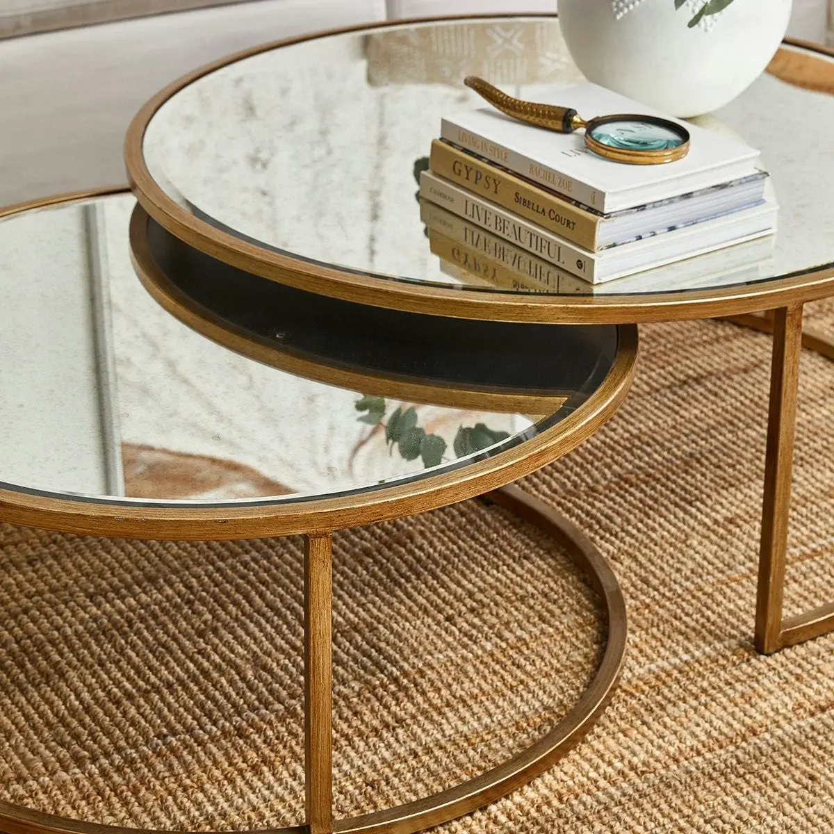 Serene Nesting Coffee Tables - Antique Gold