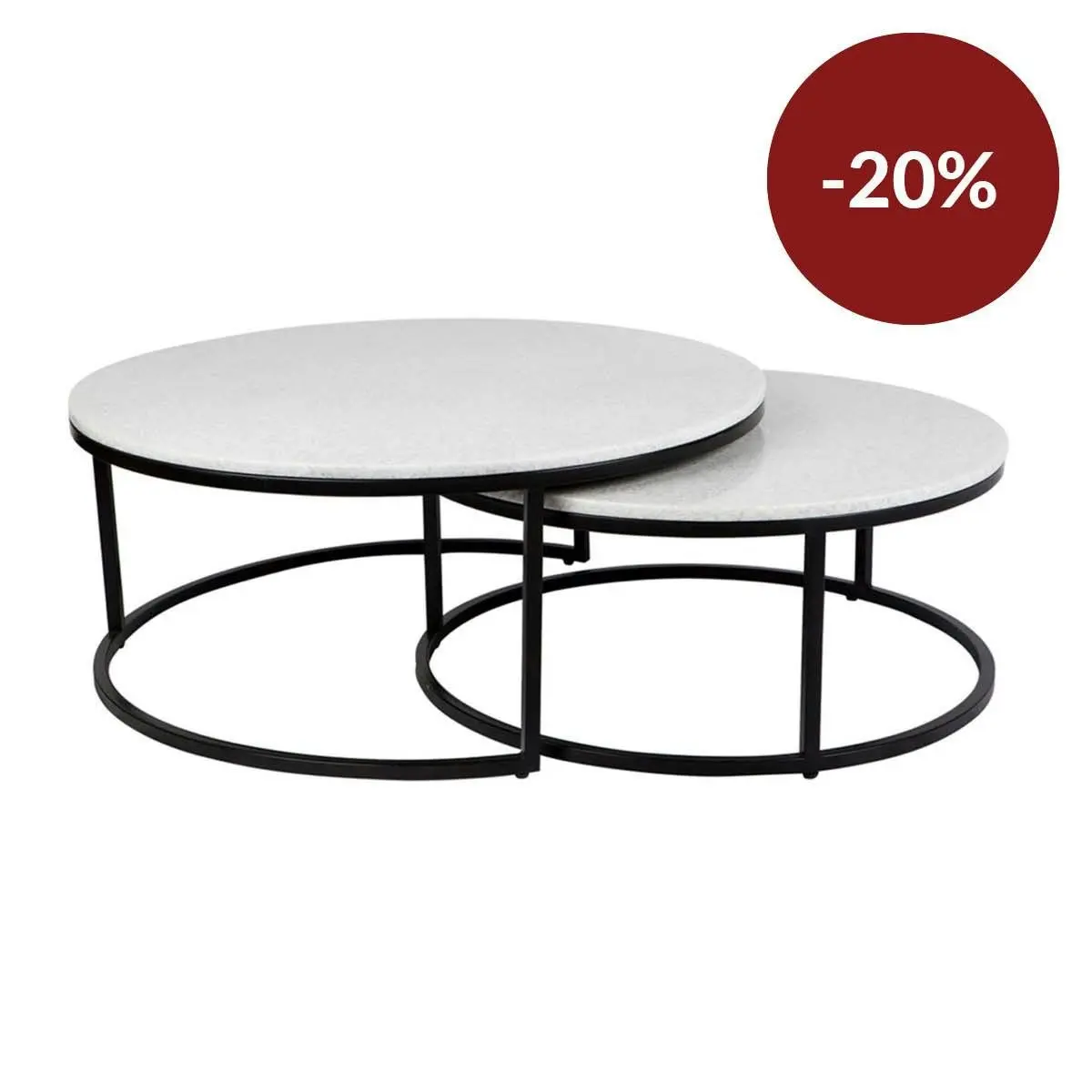 Chloe Stone Nesting Coffee Tables - Black