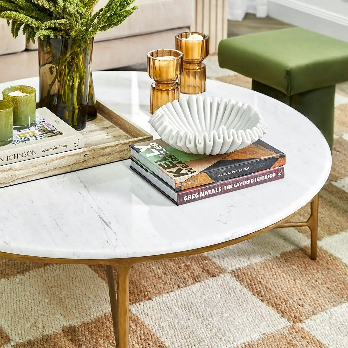 Heston Marble Round Coffee Table - Brass