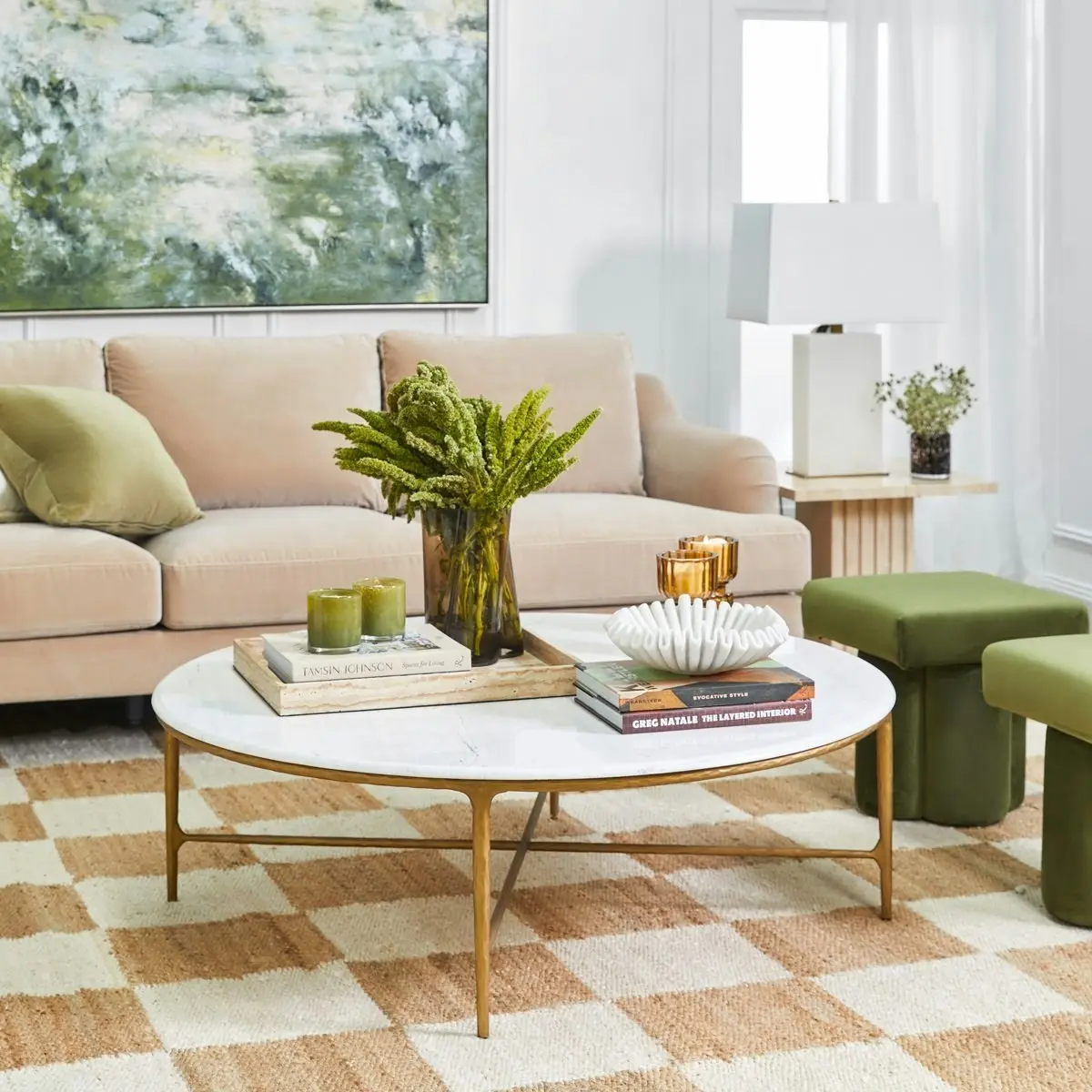 Heston Marble Round Coffee Table - Brass