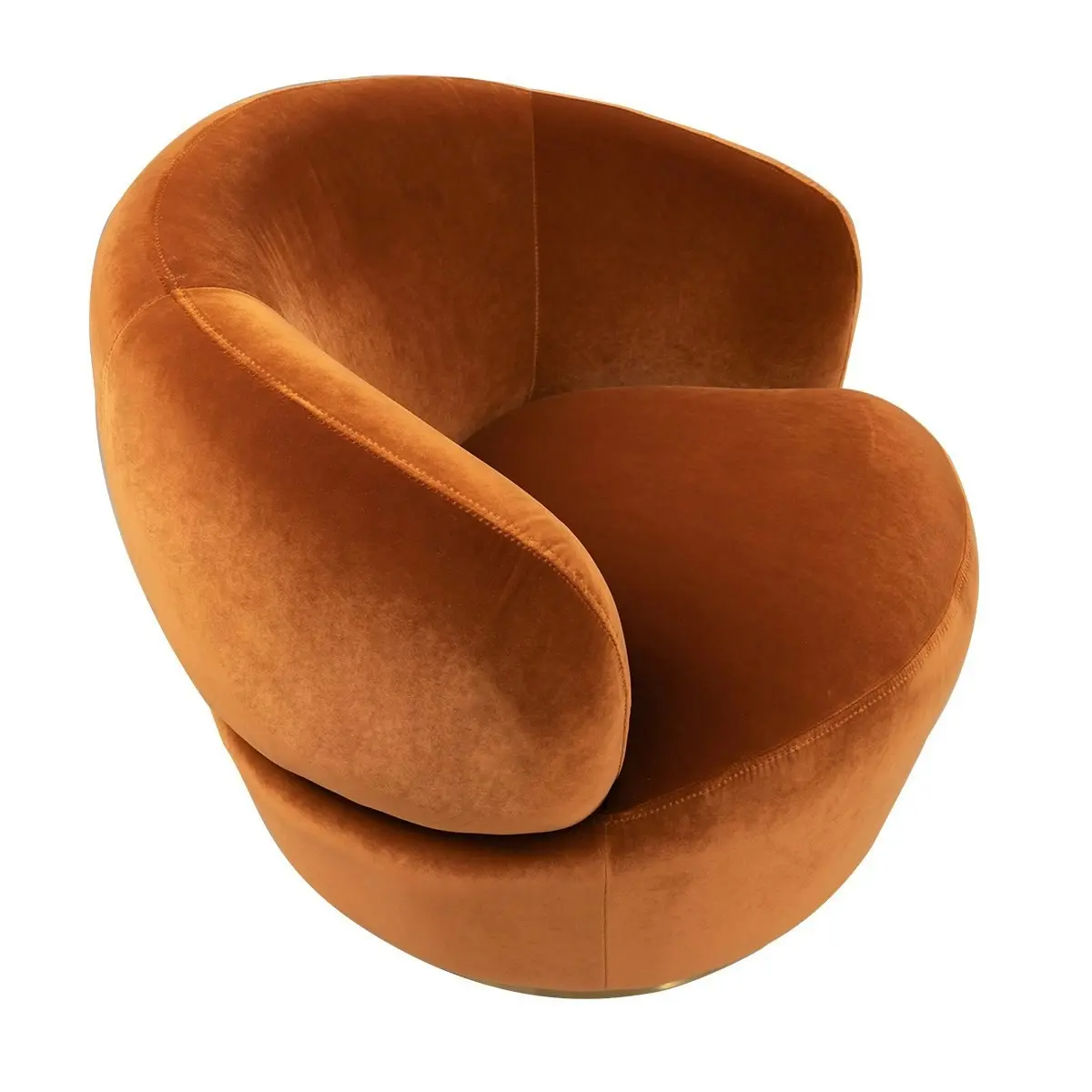 Tubby Swivel Arm Chair - Caramel Velvet