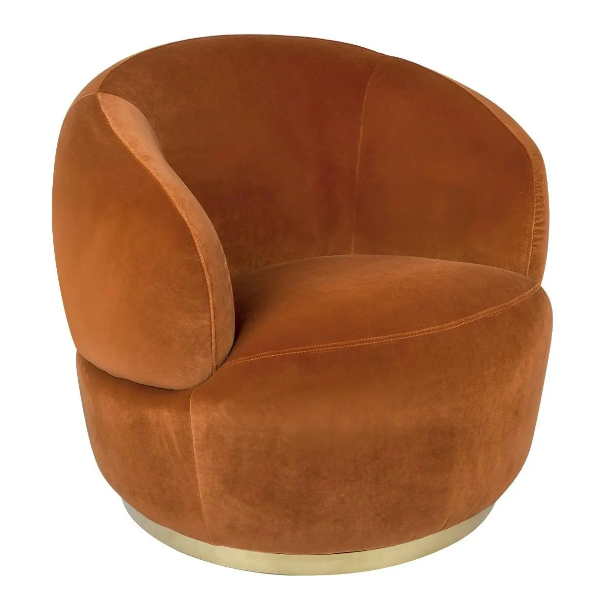 Tubby Swivel Arm Chair - Caramel Velvet