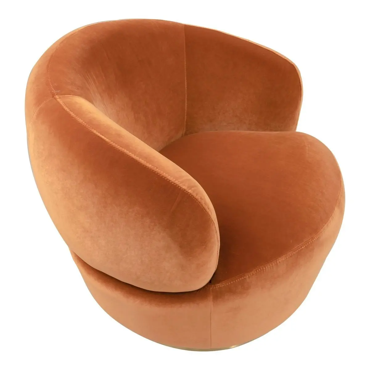 Tubby Swivel Arm Chair - Caramel Velvet