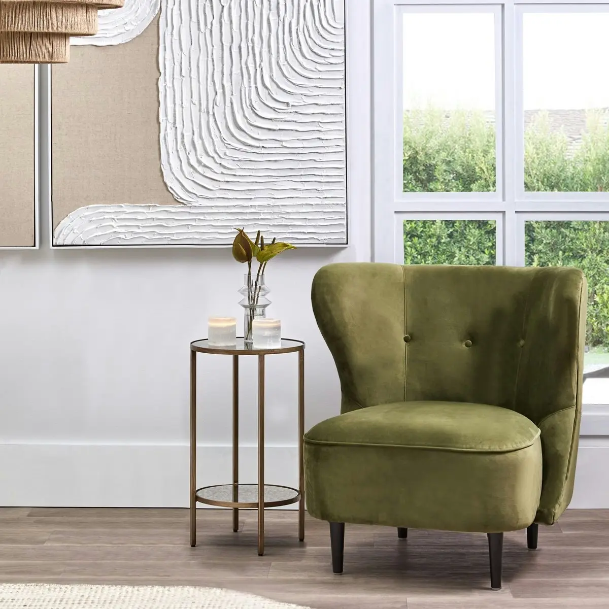 Abigail Occasional Chair - Olive Velvet