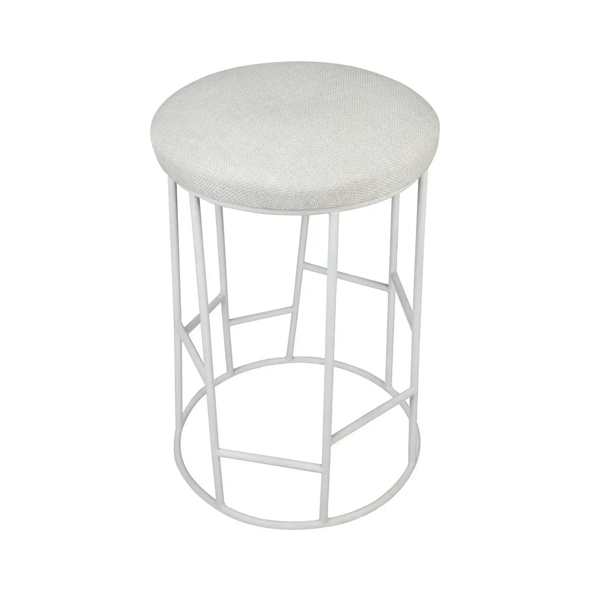 Aiden White Steel Kitchen Stool - Natural Linen