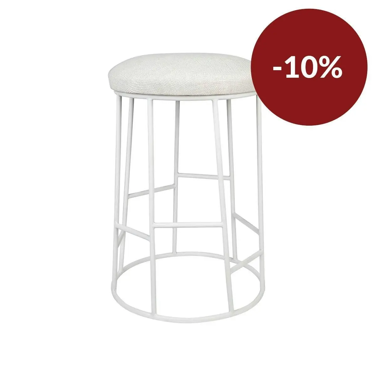 Aiden White Steel Kitchen Stool - Natural Linen