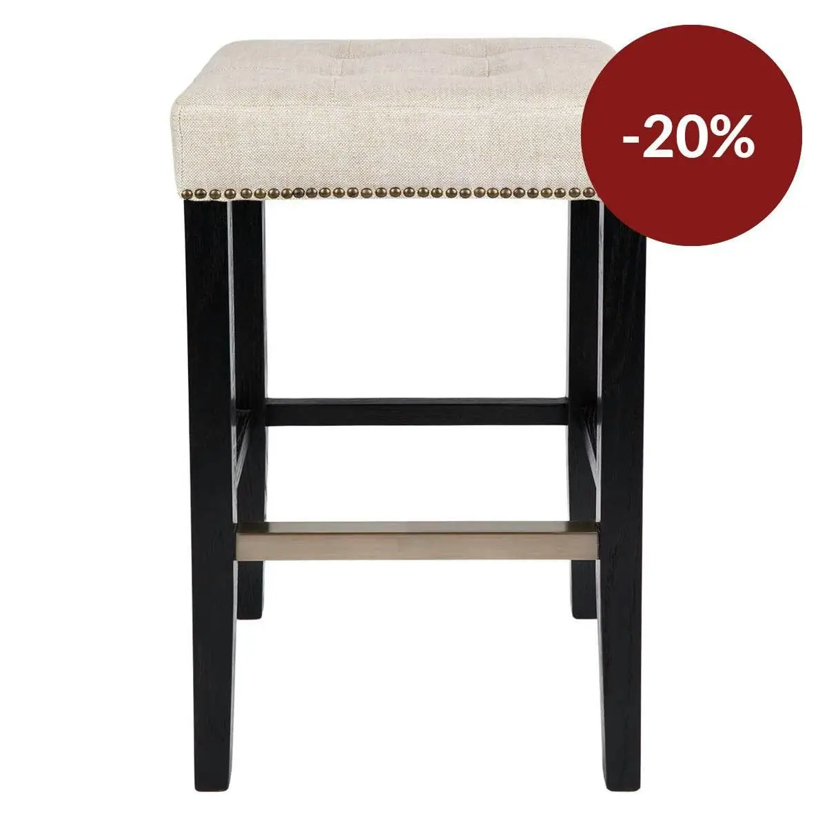 Canyon Black Bar Stool - Natural Linen