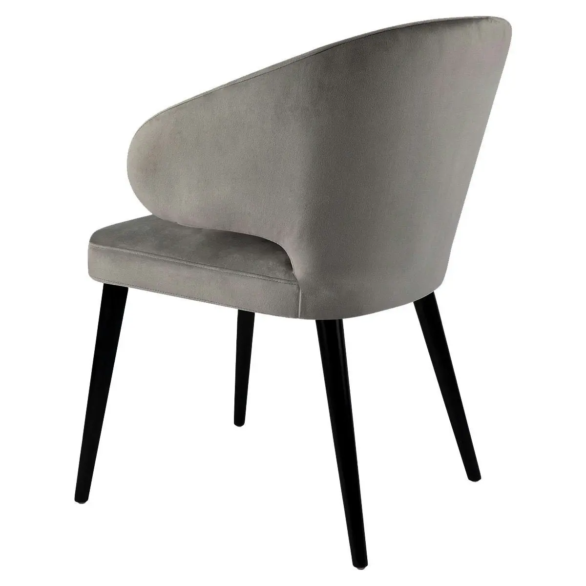 Harlow Black Dining Chair - Grey Velvet