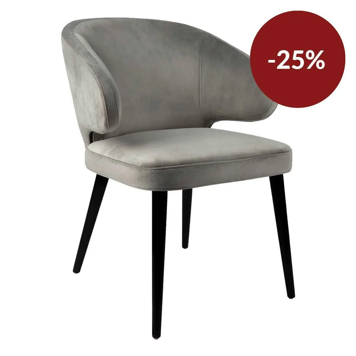 Harlow Black Dining Chair - Grey Velvet