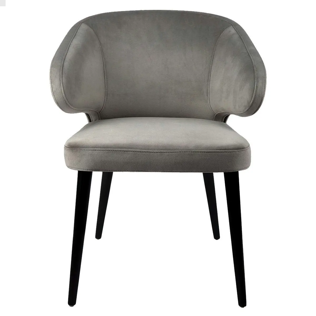 Harlow Black Dining Chair - Grey Velvet