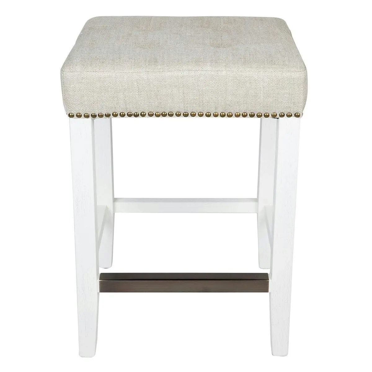 Canyon White Kitchen Stool - Natural Linen