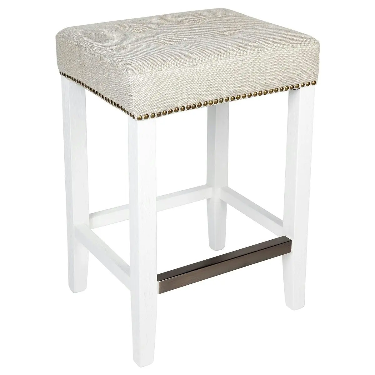 Canyon White Kitchen Stool - Natural Linen