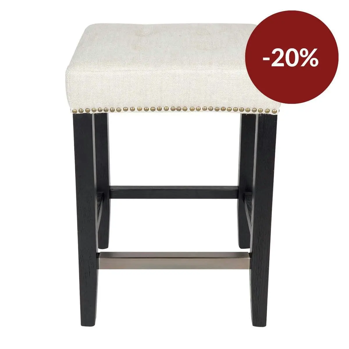 Canyon Black Kitchen Stool - Natural Linen