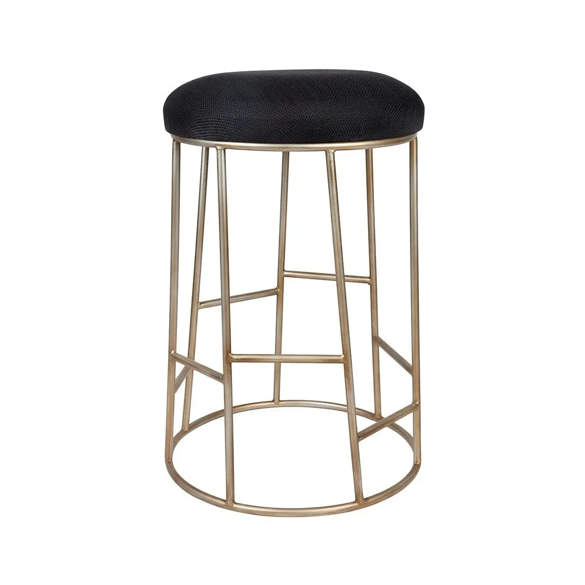 Aiden Gold Steel Kitchen Stool - Black Linen