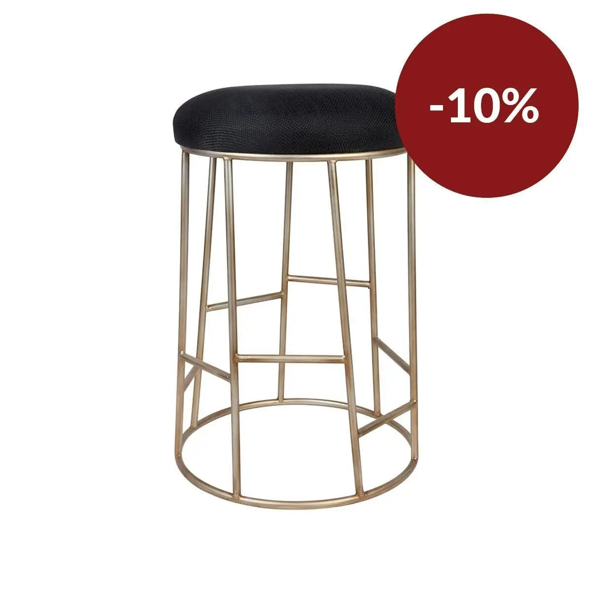 Aiden Gold Steel Kitchen Stool - Black Linen