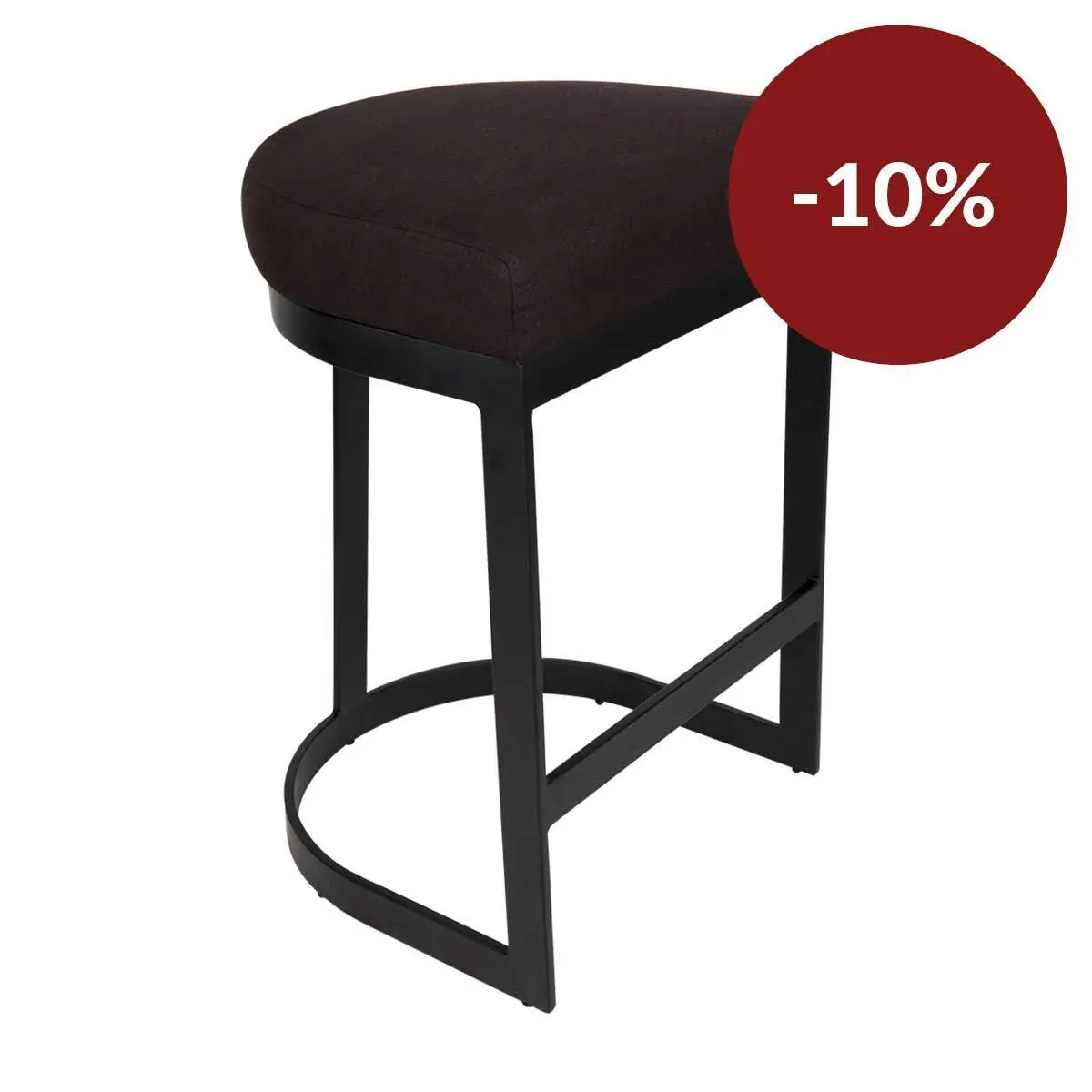 Brooke Black Kitchen Stool - Black Linen