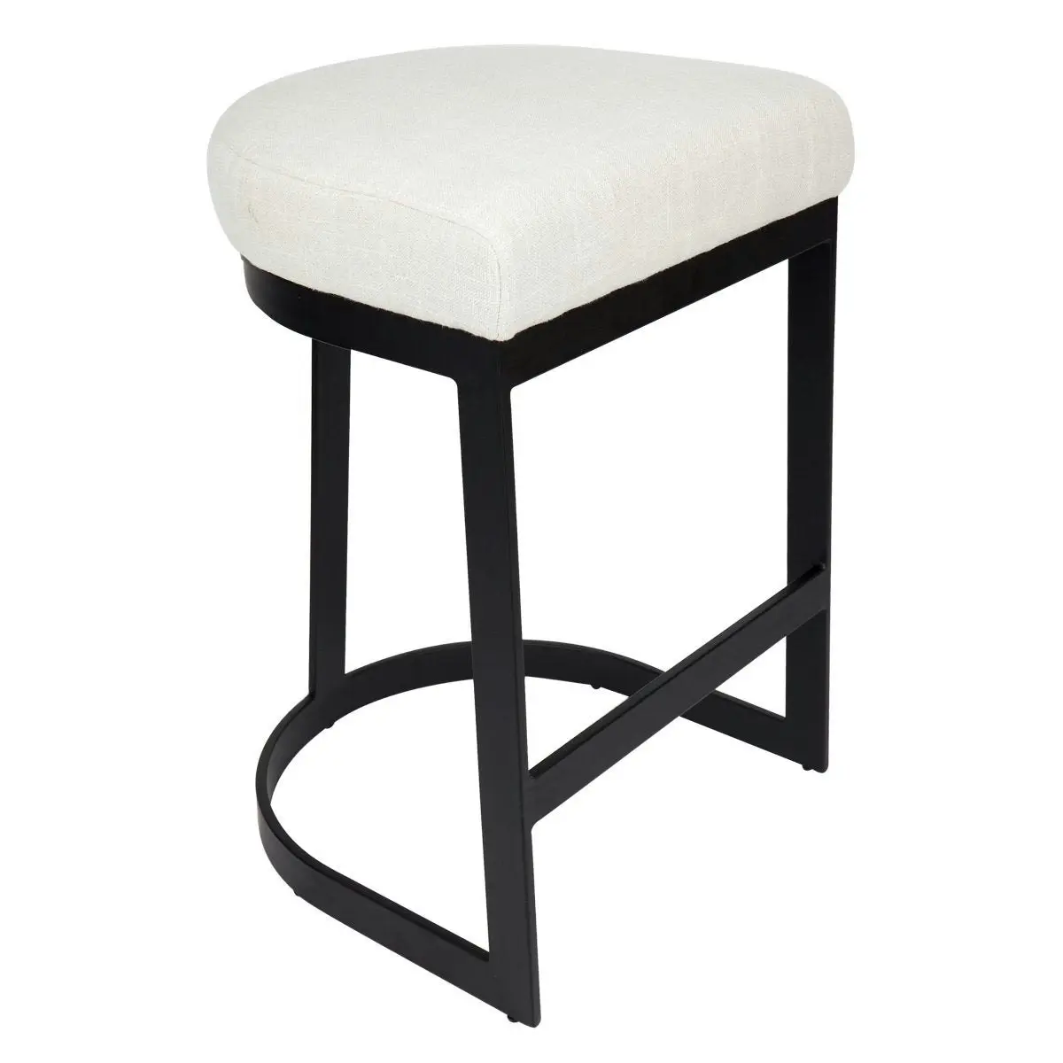 Brooke Black Kitchen Stool - Natural Linen