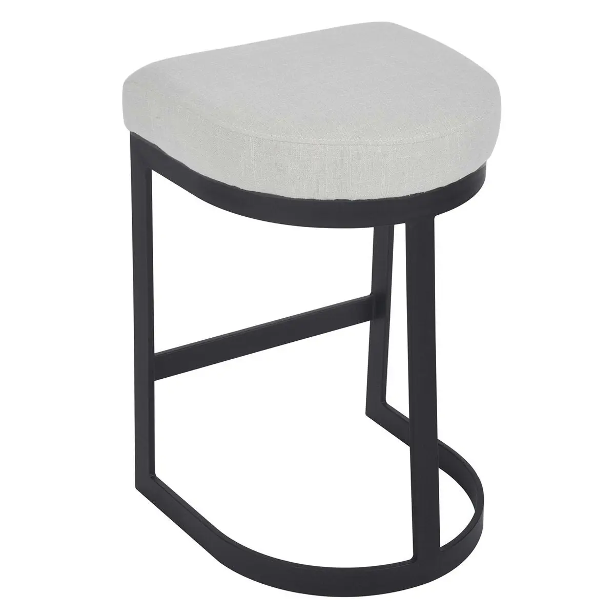 Brooke Black Kitchen Stool - Natural Linen