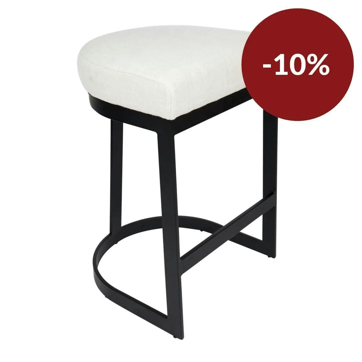 Brooke Black Kitchen Stool - Natural Linen